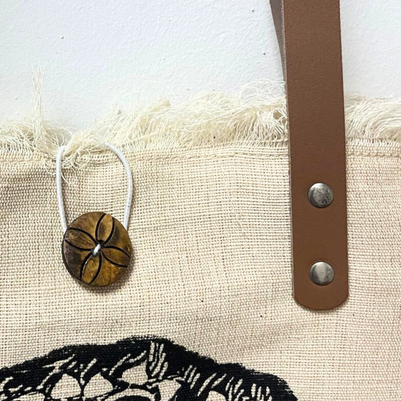 Natural Tote Bag Leather Handle - Buddha
