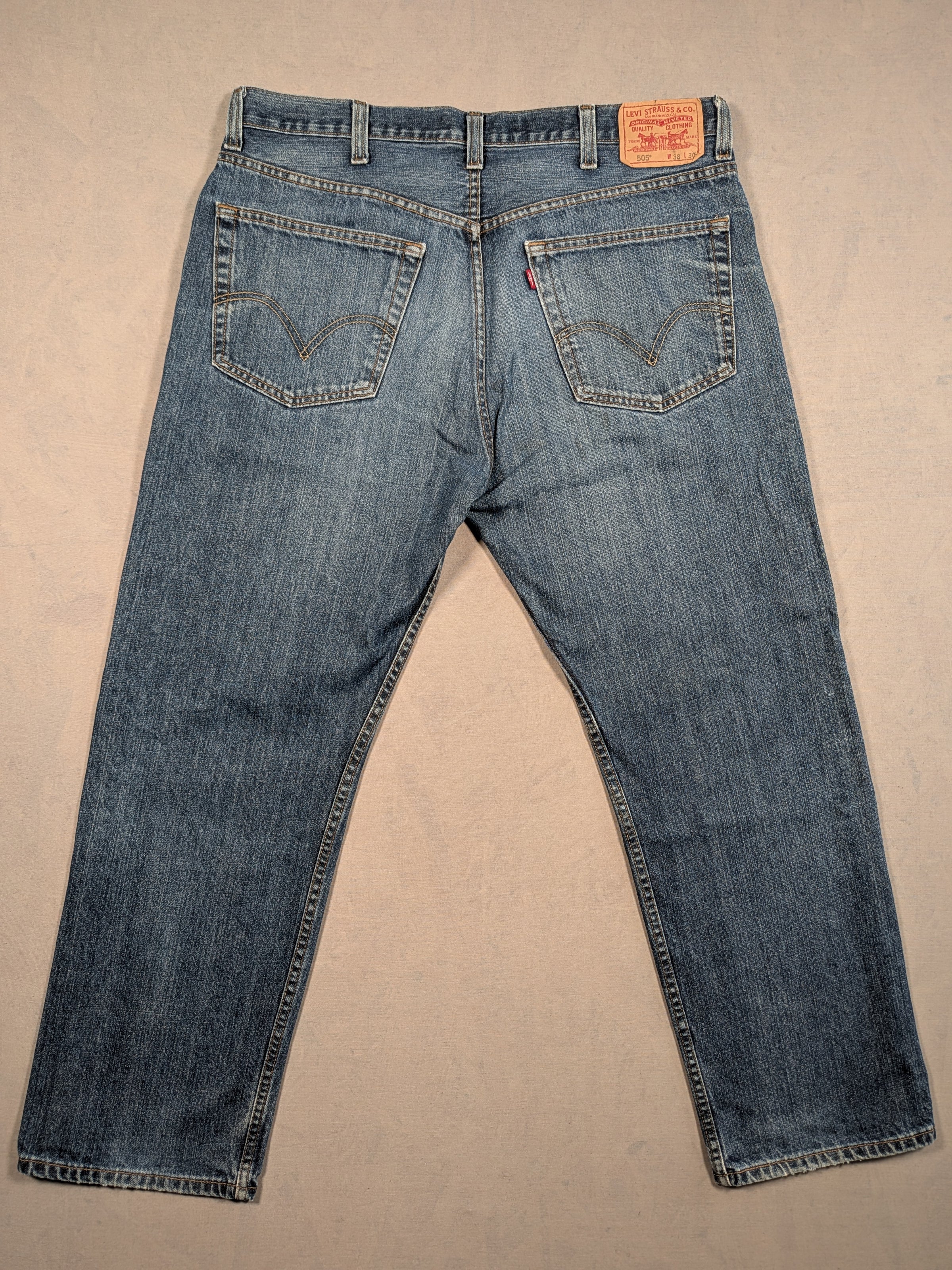 Levi's Jeans Mens Denim 505 Straight Fit Colour Blue Size W38 L30