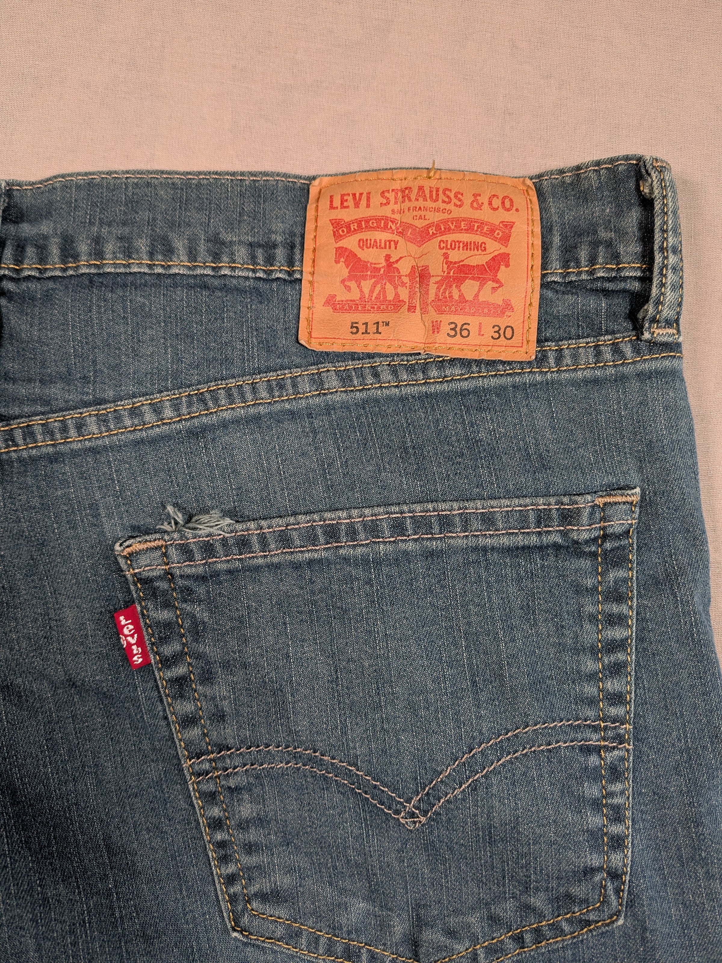 Levi's Jeans Mens Denim 511 Slim Fit Colour Blue Size W36 L30