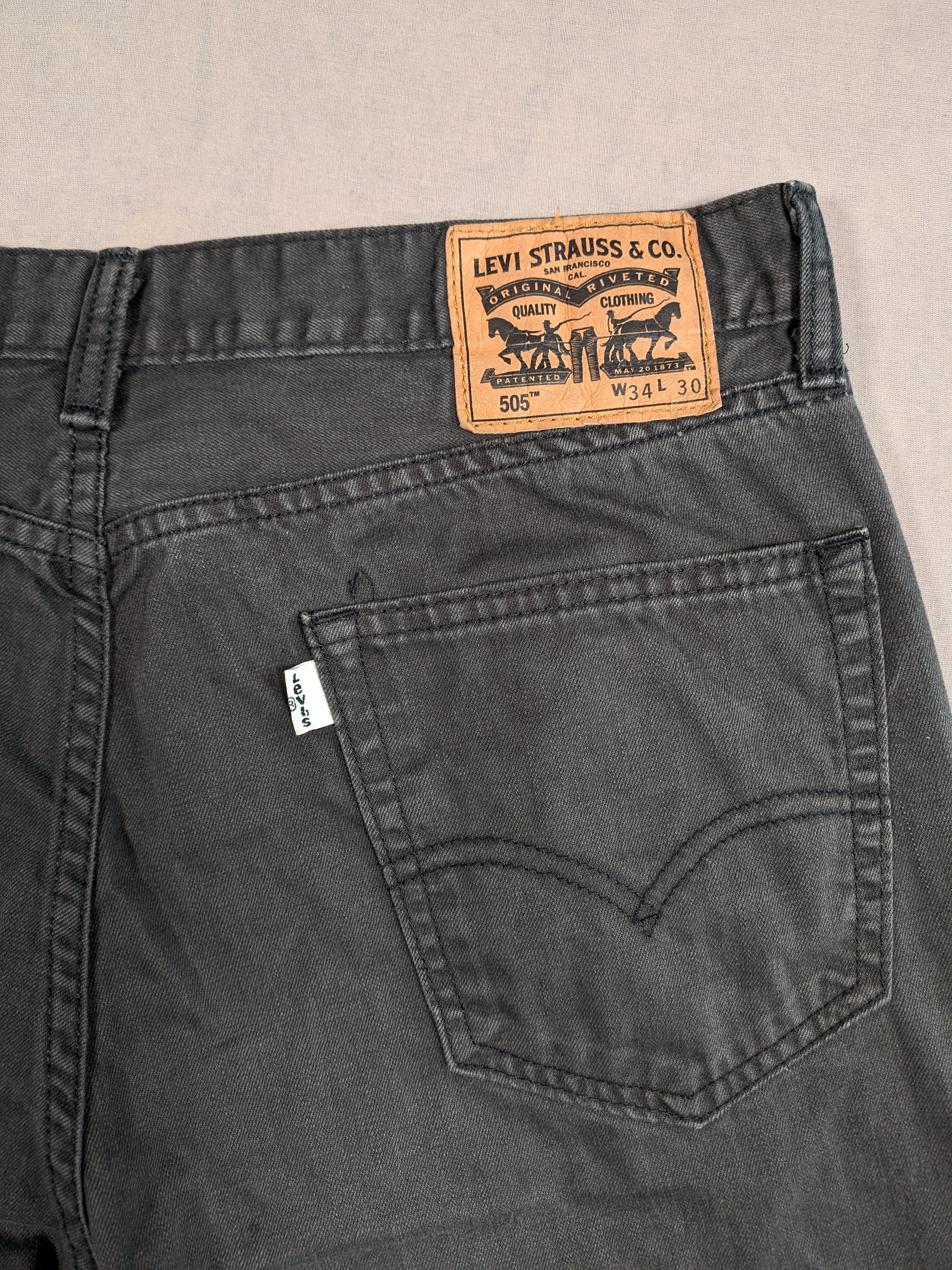 Levi's Jeans Mens Denim 505 Straight Fit Colour Grey Size W34 L30